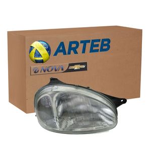 Farol Cromado Lado Direito Lente De Vidro Corsa Pickup 1997 A 2003 Arteb 160180