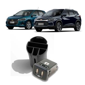 Entrada Usb Traseira + Porta Objetos Tracker 2021 Em Diante Peças Genuínas GM KIT2458