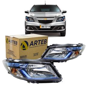 Par Farol Mascara Negra Azul Onix 2013 A 2016 Arteb KIT2488