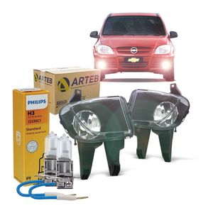 Par Milha Dianteiro Arteb + Lampadas H3 Celta 2006 A 2016 KIT2632