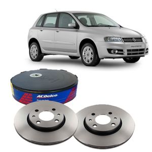 Par Disco Freio Dianteiro Fiat Stilo 2002 A 2010 1.8 16v Gas 1.8 8v Flex 2.4 Acdelco KIT2631