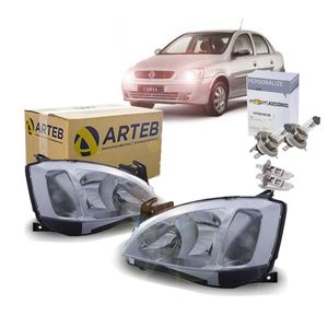 Par Farol Cromado Lente Raiada + Lampadas H7 H1 Montana 2004 A 2007 Kit Nova KIT2640