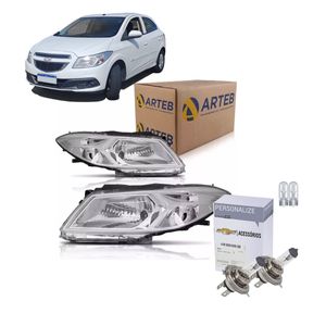 Par Farol Cromado + Lampadas T10 H4 Gol 2009 A 2012 Kit Nova KIT2645