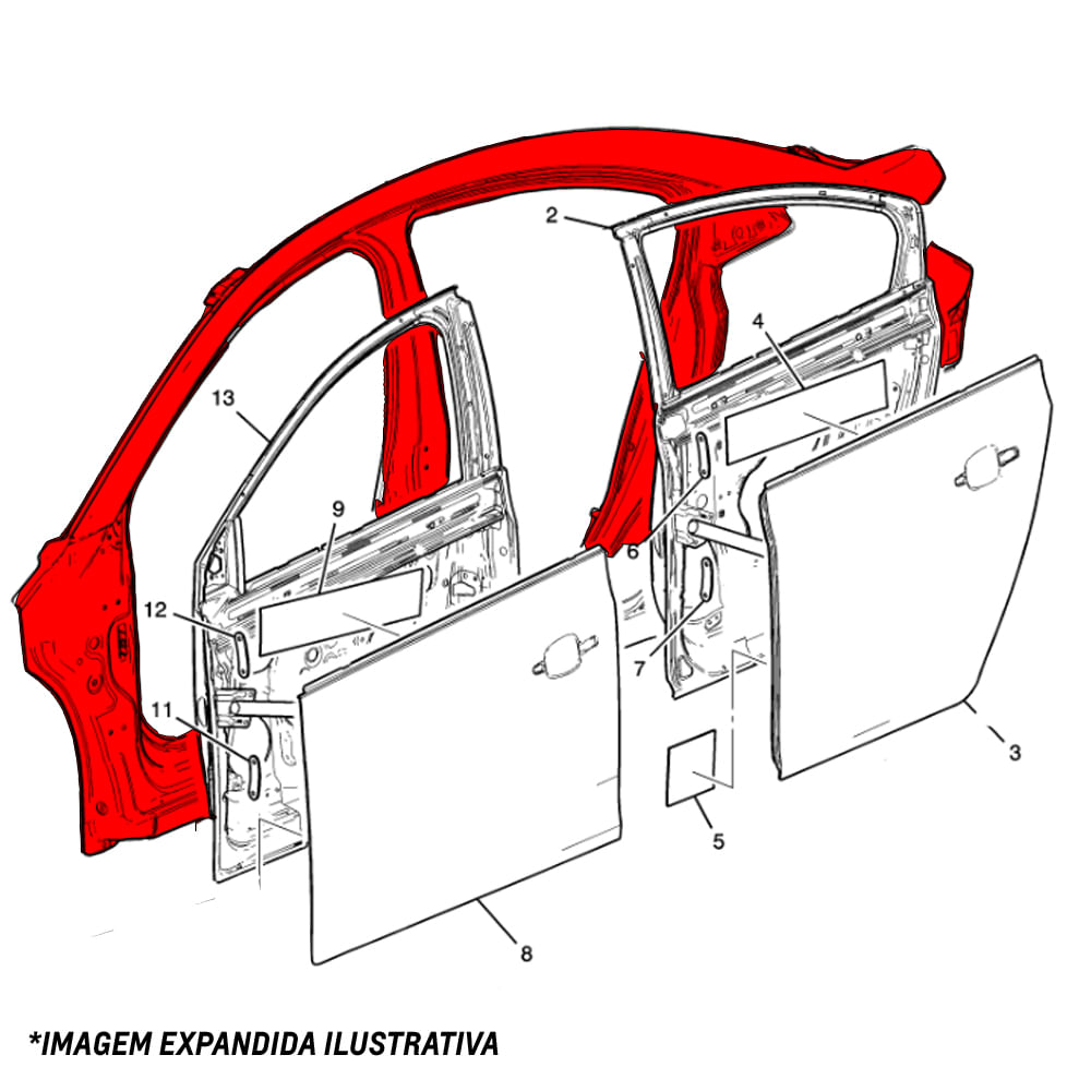 Painel Lateral Externo Hatch Lado Esquerdo Cruze Peças Genuínas GM