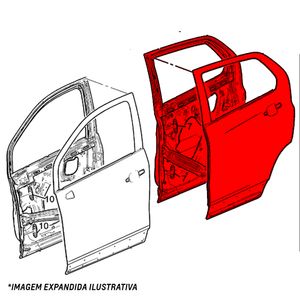 Porta Traseira Lado Esquerdo  Peças Genuínas Gm Peças Genuínas GM 52097764