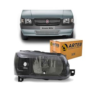 Farol H4 Mascara Negra Fiorino Lado Direito /uno Arteb 160780