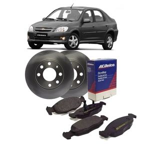 Kit Freio Disco Sólido Pastilhas Dianteira Flex Prisma 1.0 vhce flex Peças Genuínas GM KIT2497