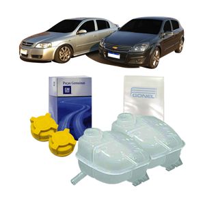 2 Reservatorio De Radiador Com Tampa Astra /vectra /sem Furo Sensor Kit Nova KIT2774