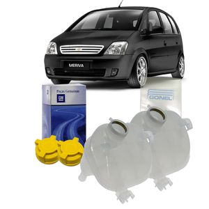 2 Reservatorio De Radiador Com Tampa Meriva /2 Sa¡das Kit Nova KIT2780