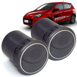 Par De Difusor Ar Central Ou Laterais Cinza Escuro Com Aro Prata G5Ap891  Palio Autoplast KIT1223