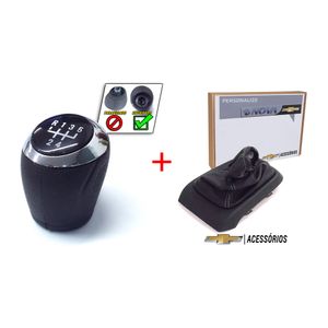 Manopla Da Alavanca Câmbio Manual Tipo A Por Pressão + Coifa De Com Base Costura Cinza 98500426 Onix