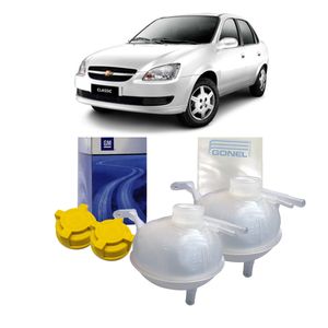 2 Reservatorio De Radiador Com Tampa Prisma /agile /meriva /montana /corsa /vectra /classic Kit Nova