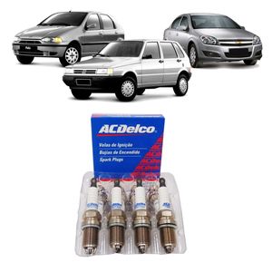 Jogo 4 Velas De Ignição Palio 1.0 L 8v Álcool /siena /uno /vectra 2.4 16v Flex Acdelco JG19347300