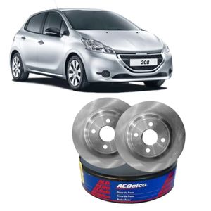Par Disco Freio Dianteiro Sólido Peugeot 208- 208 Acdelco KIT2582