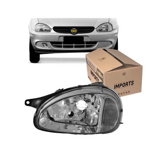 Farol Dianteiro Lado Esquerdo Carcaça Preta Corsa Imports MC056059