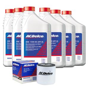Kit Troca De Óleo Motor 15w40 6l Semssintético E Filtro Acdelco Kit455 S10 2005 A 2016 KIT457