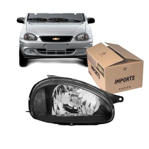 Farol Dianteiro Lado Direito Carcaça Preta Corsa Imports MC061918