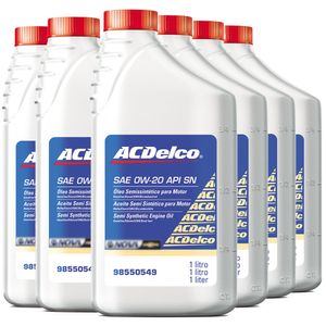 6 Litros Óleo De Motor 0w20 Api Sn Sintético Chevron Ecoflex Onix /prisma /spin /s10 /cruze Acdelco