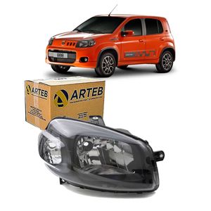 Farol H4 Mascara Negra Novo Uno Lado Direito Arteb 160768