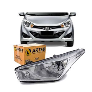 Farol Hb20 Moldura Metalizada Lado Esquerdo /hb20s Arteb 160797