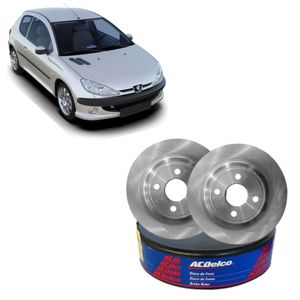 Par Disco Freio Dianteiro Sólido Peugeot 206 Acdelco KIT2581