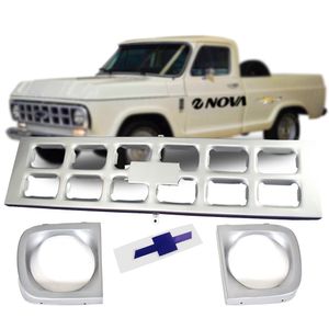 Kit Grade Dianteira + Emblema Aro Farol  Veraneio /a10 /c10 Jahu KIT1663
