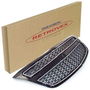 Grade Do Radiador Preta Com Friso Cromado Agile /montana Retrovex RX12033