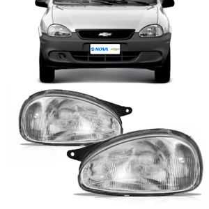Par Farol Cromado Lente De Vidro Corsa Arteb KIT2394 160179 160180