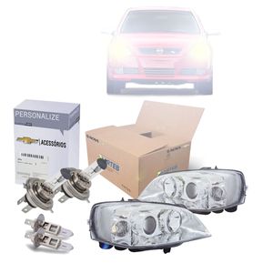 Par Farol Cromado Relgulagem Elétrica + Lampada H1 H7 Astra Kit Nova KIT2627