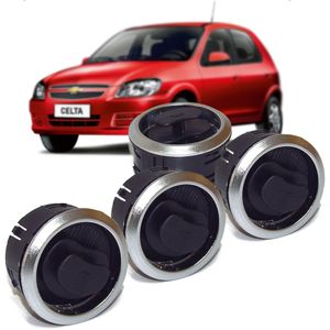 Kit 4 Difusor De Ar Do Painel Cromado Fosco Com Suporte  Celta Auto Quality KIT1030