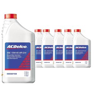 Kit Troca 6 Litros Óleo De Motor 15w40 Ci4 Diesel Mineral Acdelco KIT1350