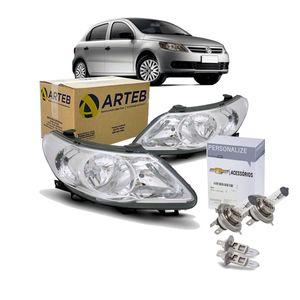 Par Farol Com Defletor + Lampadas H3 H1 Gol /voyage Kit Nova KIT2633