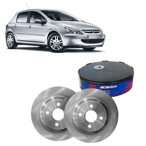 Par Disco Freio Dianteiro Peugeot 307 1.6 16v Flex Gas 2.0 Flex Acdelco KIT2587