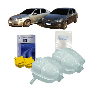 2 Reservatorio De Radiador Com Tampa Astra /vectra /com Sensor Kit Nova KIT2782