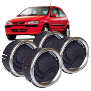 Kit 4 Difusor De Ar Central Lateral Cromado Fosco Com Suporte  Celta Auto Quality KIT1027