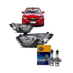 Par Farol H4 Máscara Negra Onix Prisma /prisma Arteb 160985 160986 com Lâmpadas