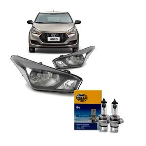 Par Farol Moldura Preta Texturizada Hb20 Arteb com Lâmpadas