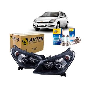 Par Farol Mascara Negra Hatch Vectra Arteb com Lâmpadas