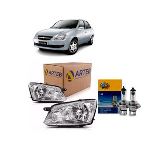 Par Farol Cromado Classic Arteb 160755 160756 com Lâmpadas