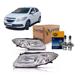 Par Farol Cromado Dianteiro Onix /prisma Arteb 160773 160774  com Lâmpadas