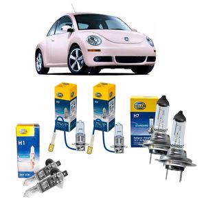 Jogo Lâmpadas Farol Dianteiro New Beetle 2006/2012 H1 H7 H3 Hella