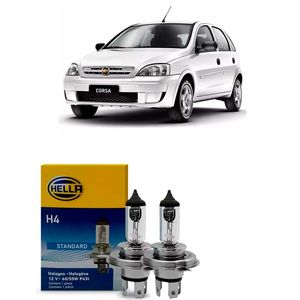 Par Farol Crom. Lente Lisa Vidro Corsa Arteb KIT2474 + Lâmpadas