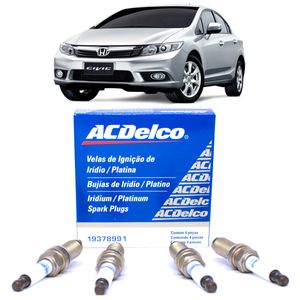 Jogo de Velas New Civic 2012 1.8 16v ACDelco 19378991
