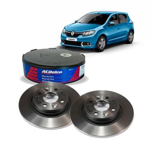 Par Disco Freio Dianteiro Sólido Sandero 1.0 16v Flex. 1.6 8v Flex Acdelco KIT2608
