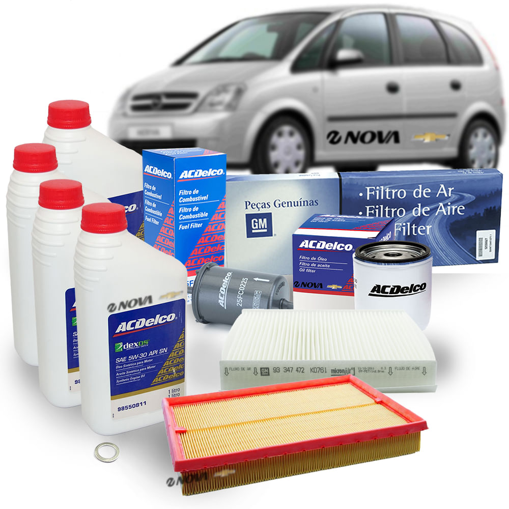 Kit Óleo Sintético + Filtros Combustível Ac Flex Meriva 2004 A