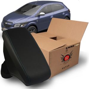 Apoio Encosto de Braço Preto Costura Azul -  Onix 2013 a 2016
