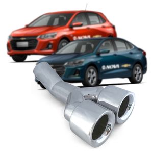 Ponteira Esportiva 2 Saídas Escapamento Dupla  Onix Hatch 2020 em diante
