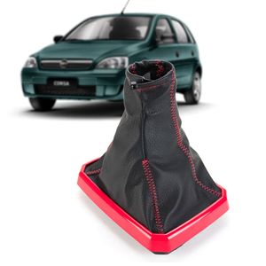 Coifa De Câmbio Esportivo Com Aplique E Costura Vermelho  Corsa Novo /montana Auto Quality AQ110424
