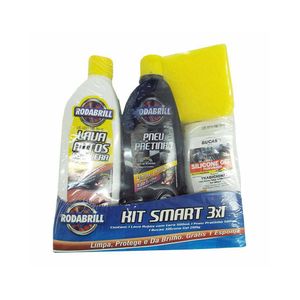 Kit Limpeza Smart 3x1 1 Shampoo C/ Cera 500ml- Pretinho 500ml Silione Gel Perfumado Uso Interno 200m