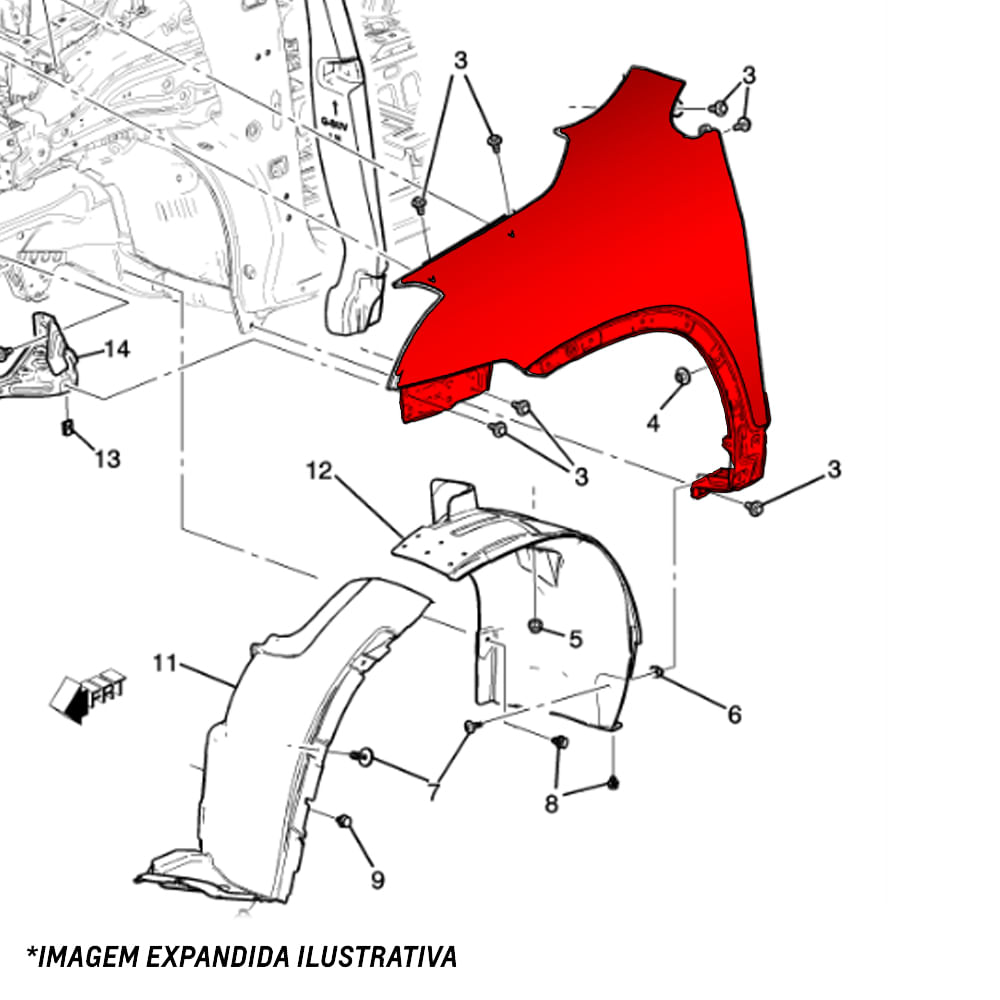 Paralama Dianteiro Lado Direito Para Spin Original Chevrolet 52064844